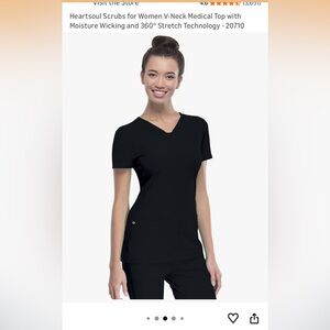 HeartSoul Black Short Sleeve V-Neck Scrub Top with matching Pants